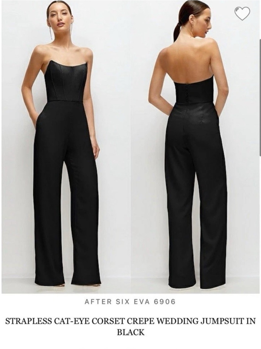 After Six Strapless Cat-Eye Corset Jumpsuit in Black